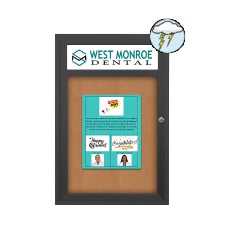 Outdoor Enclosed Bulletin Boards with Header 11 x 14 (Single Door)