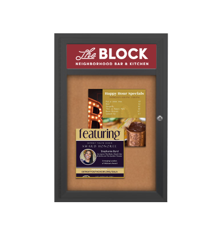 Outdoor Enclosed Bulletin Boards with Header 24 x 36 (Single Door)