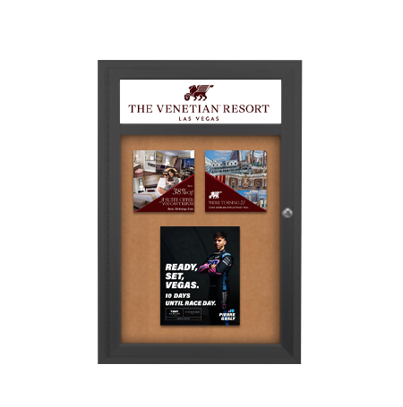 Outdoor Enclosed Bulletin Boards with Header 27 x 40 (Single Door)