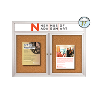 Enclosed Outdoor Bulletin Boards 96" x 48" with Message Header (2 DOORS)