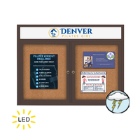 60 x 40 Enclosed Outdoor Bulletin Boards with Header & Lights 2 DOOR