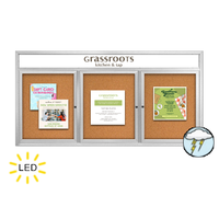 72 x 30 Enclosed Outdoor Bulletin Boards with Header & Lights 3 DOOR