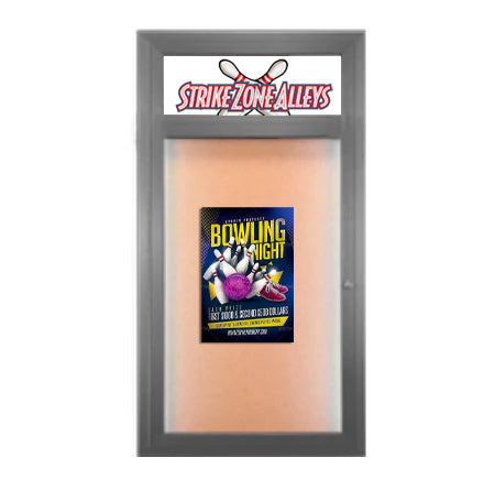 All-Weather Outdoor LED Lighted Enclosed Bulletin Board 36 x 48 with Your Personalized Header, and Large, Single Door Metal Cabinet