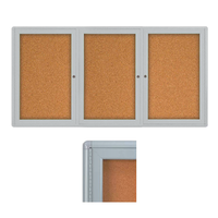 Indoor Enclosed Bulletin Boards 72 x 24 with Rounded Corners (3 DOORS)