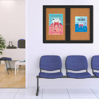 Indoor Enclosed Bulletin Boards 60 x 24 with Rounded Corners (2 DOORS)