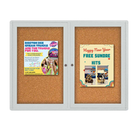 Indoor Enclosed Bulletin Boards 60 x 24 with Rounded Corners (2 DOORS)