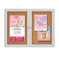 Indoor Enclosed Bulletin Boards 72 x 30 with Rounded Corners (2 DOORS)