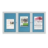 Indoor Enclosed Bulletin Boards 72 x 36 with Rounded Corners (3 DOORS)
