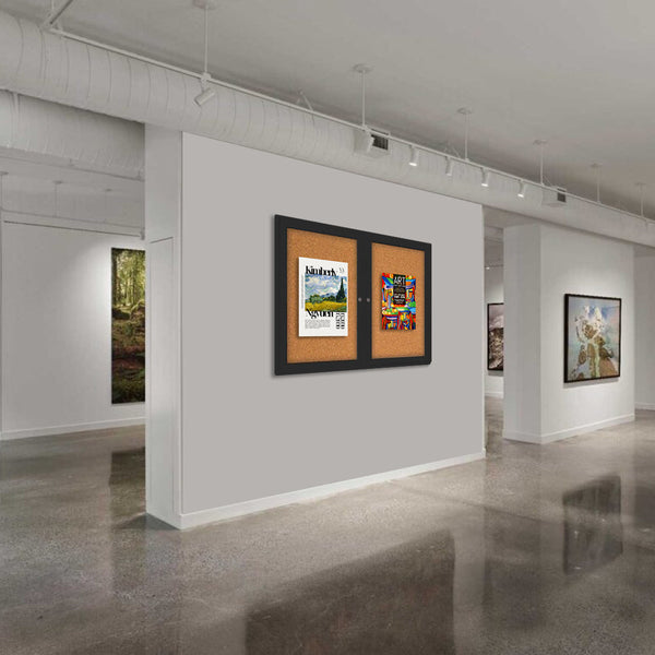 Indoor Enclosed Bulletin Cork Board Display Cases with Smooth Rounded Corners. 2 & 3 Door Metal Cabinet in 30+ Sizes