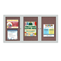 Indoor Enclosed Bulletin Boards 84 x 24 with Rounded Corners (3 DOORS)