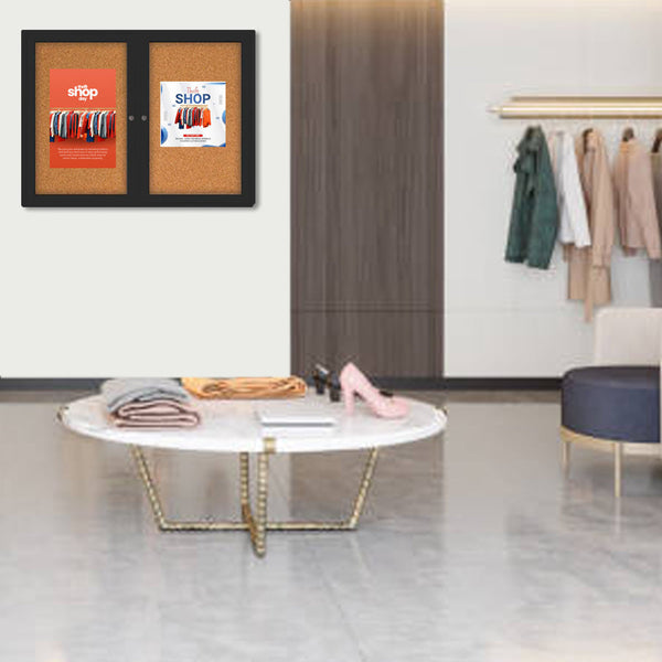 Indoor Enclosed Bulletin Boards 60x60 Cabinet Two Door Cabinet with Safe Rounded Corners