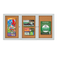 Indoor Enclosed Bulletin Boards 84 x 36 with Rounded Corners (3 DOORS)