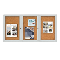 Indoor Enclosed Bulletin Boards 96 x 30 with Rounded Corners (3 DOORS)