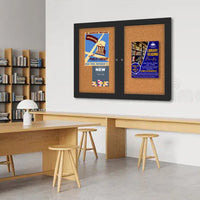 Indoor Enclosed Bulletin Boards 96 x 30 with Rounded Corners (2 DOORS)