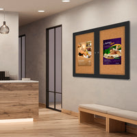 Indoor Enclosed Bulletin Boards 96 x 30 with Rounded Corners (2 DOORS)