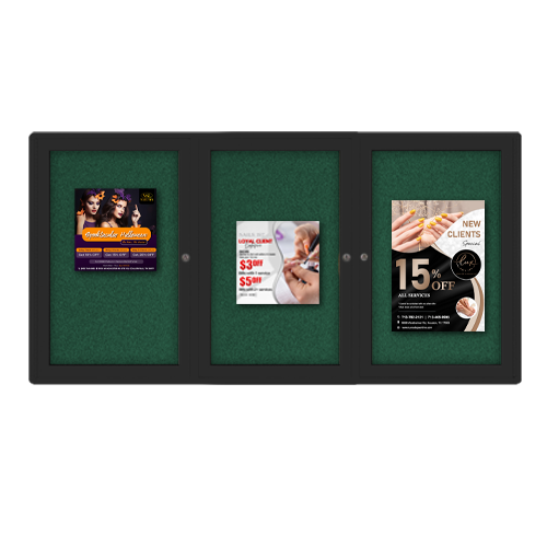 Indoor Enclosed Bulletin Boards 96 x 36 with Rounded Corners (2 DOORS)
