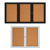 Indoor Enclosed Bulletin Cork Board Display Cases with Smooth Rounded Corners. 2 & 3 Door Metal Cabinet in 30+ Sizes
