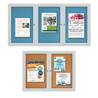 Indoor Enclosed Bulletin Cork Board Display Cases with Smooth Rounded Corners. 2 & 3 Door Metal Cabinet in 30+ Sizes
