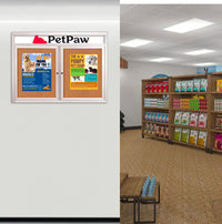 Indoor Enclosed Bulletin Boards 50 x 40 with Rounded Corners 2 Doors & Personalized Header