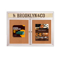Indoor Enclosed Bulletin Boards 60 x 30 with Rounded Corners 2 Doors & Personalized Header