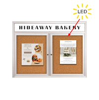 Enclosed Indoor Bulletin Boards 96 x 24 with Header & Lights (Radius Edge) (2 DOORS)