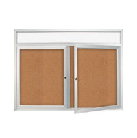 Enclosed Indoor Bulletin Boards 96 x 24 with Header & Lights (Radius Edge) (2 DOORS)
