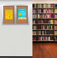 Enclosed Indoor Bulletin Boards 42 x 32 with Interior Lighting and Radius Edge (2 DOORS)