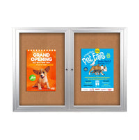 Enclosed Indoor Bulletin Boards 50 x 50 with Interior Lighting and Radius Edge (2 DOORS)