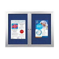 Enclosed Indoor Bulletin Boards 60 x 24 with Interior Lighting and Radius Edge (2 DOORS)