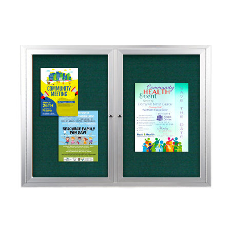 Enclosed Indoor Bulletin Boards 72 x 24 with Interior Lighting and Radius Edge (2 DOORS)