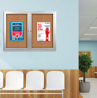 Enclosed Indoor Bulletin Boards 72 x 36 with Interior Lighting and Radius Edge (2 DOORS)