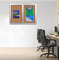 Enclosed Indoor Bulletin Boards 72 x 48 with Interior Lighting and Radius Edge (2 DOORS)