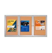 Enclosed Indoor Bulletin Boards 84 x 24 with Interior Lighting and Radius Edge (3 DOORS)