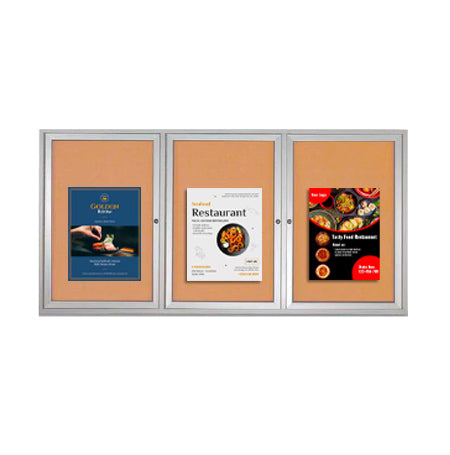 Enclosed Indoor Bulletin Boards 84 x 48 with Interior Lighting and Radius Edge (3 DOORS)