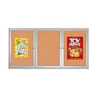 Enclosed Indoor Bulletin Boards 96 x 24 with Interior Lighting and Radius Edge (3 DOORS)