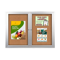 Enclosed Indoor Bulletin Boards 96 x 24 with Interior Lighting and Radius Edge (2 DOORS)