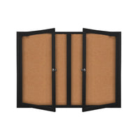 Enclosed Indoor Bulletin Boards Radius Edge + Lights | Wall SwingCase Multiple Doors 2-3 Door Display Cases