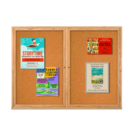 40 x 50  WOOD Indoor Enclosed Bulletin Cork Boards (2 DOORS)
