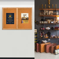 48 x 36  WOOD Indoor Enclosed Bulletin Cork Boards with Two Doors