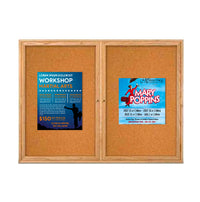 48 x 60  WOOD Indoor Enclosed Bulletin Cork Boards (2 DOORS)