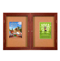 60 x 60  WOOD Indoor Enclosed Bulletin Cork Boards (2 DOORS)