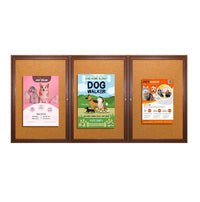 72 x 30  WOOD Indoor Enclosed Bulletin Cork Boards (3 DOORS)