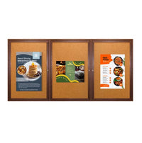 84 x 48  WOOD Indoor Enclosed Bulletin Cork Boards (3 DOORS)