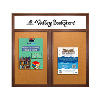 40 x 50 Indoor Wood Enclosed Bulletin Boards with Header & Lights (2 DOORS)