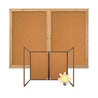 50 x 40 WOOD Indoor Enclosed Bulletin Cork Boards with Interior Lighting (2 DOORS)