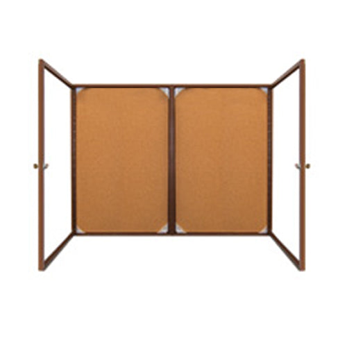 50 x 40 WOOD Indoor Enclosed Bulletin Cork Boards with Interior Lighting (2 DOORS)