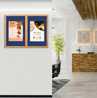 40 x 40 WOOD Indoor Enclosed Bulletin Cork Boards with Interior Lighting (2 DOORS)