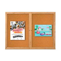 40 x 50 WOOD Indoor Enclosed Bulletin Cork Boards with Interior Lighting (2 DOORS)