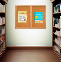 48 x 48 WOOD Indoor Enclosed Bulletin Cork Boards with Interior Lighting (2 DOORS)