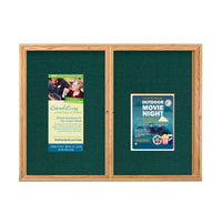60 x 24 WOOD Indoor Enclosed Bulletin Cork Boards with Interior Lighting (2 DOORS)